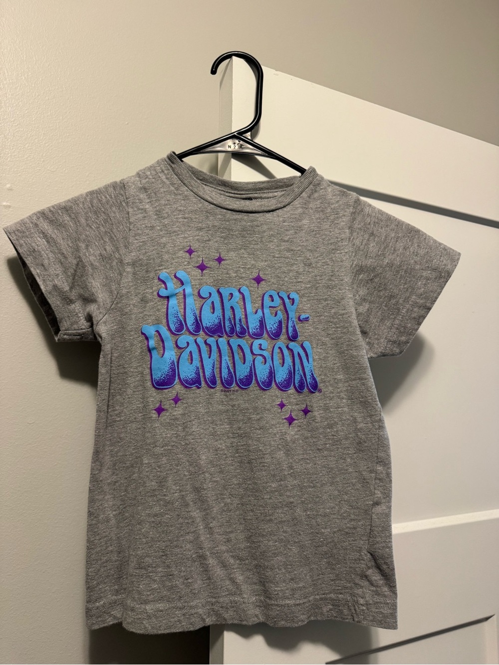 Harley-Davidson Kids Heather Gray Tee with Purple & Blue Logo